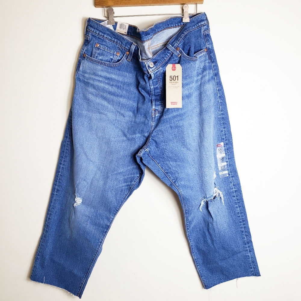 NEW Levi's 501 original straight leg cropped jeans